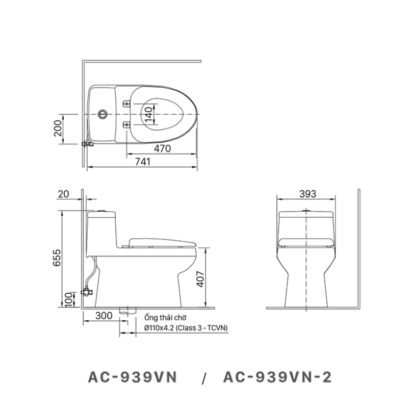 Bồn cầu 1 khối INAX AC-939VN